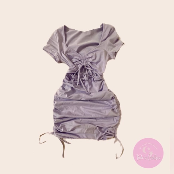 Short Purple Dress V-cut Tied Front (COMPLETELY NEW) - Picture 1 of 2